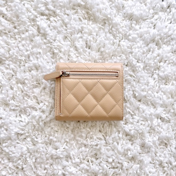 CHANEL Classic Flap Compact Wallet in Beige Clair Caviar with Silver Hardware 💕 - Picture 2 of 9